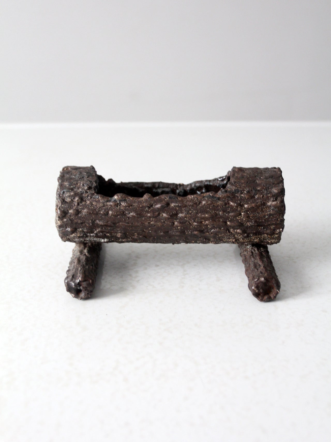 vintage log cast iron valet tray