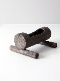 vintage log cast iron valet tray