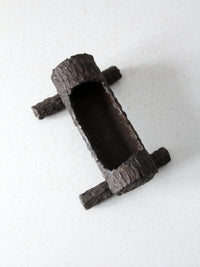 vintage log cast iron valet tray