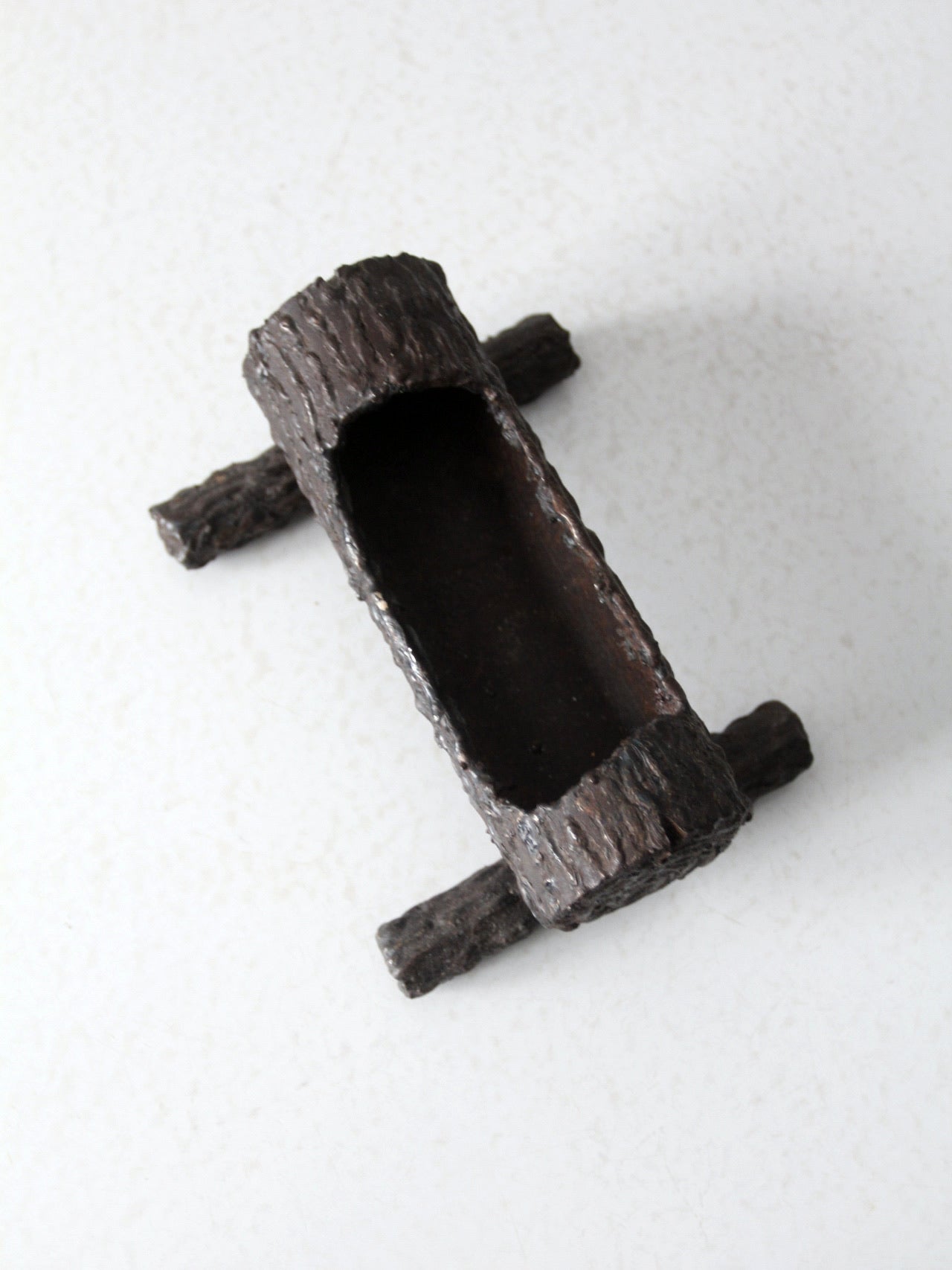 vintage log cast iron valet tray