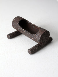 vintage log cast iron valet tray