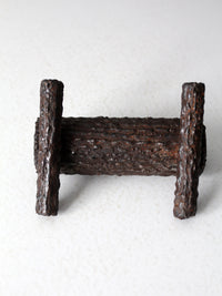 vintage log cast iron valet tray