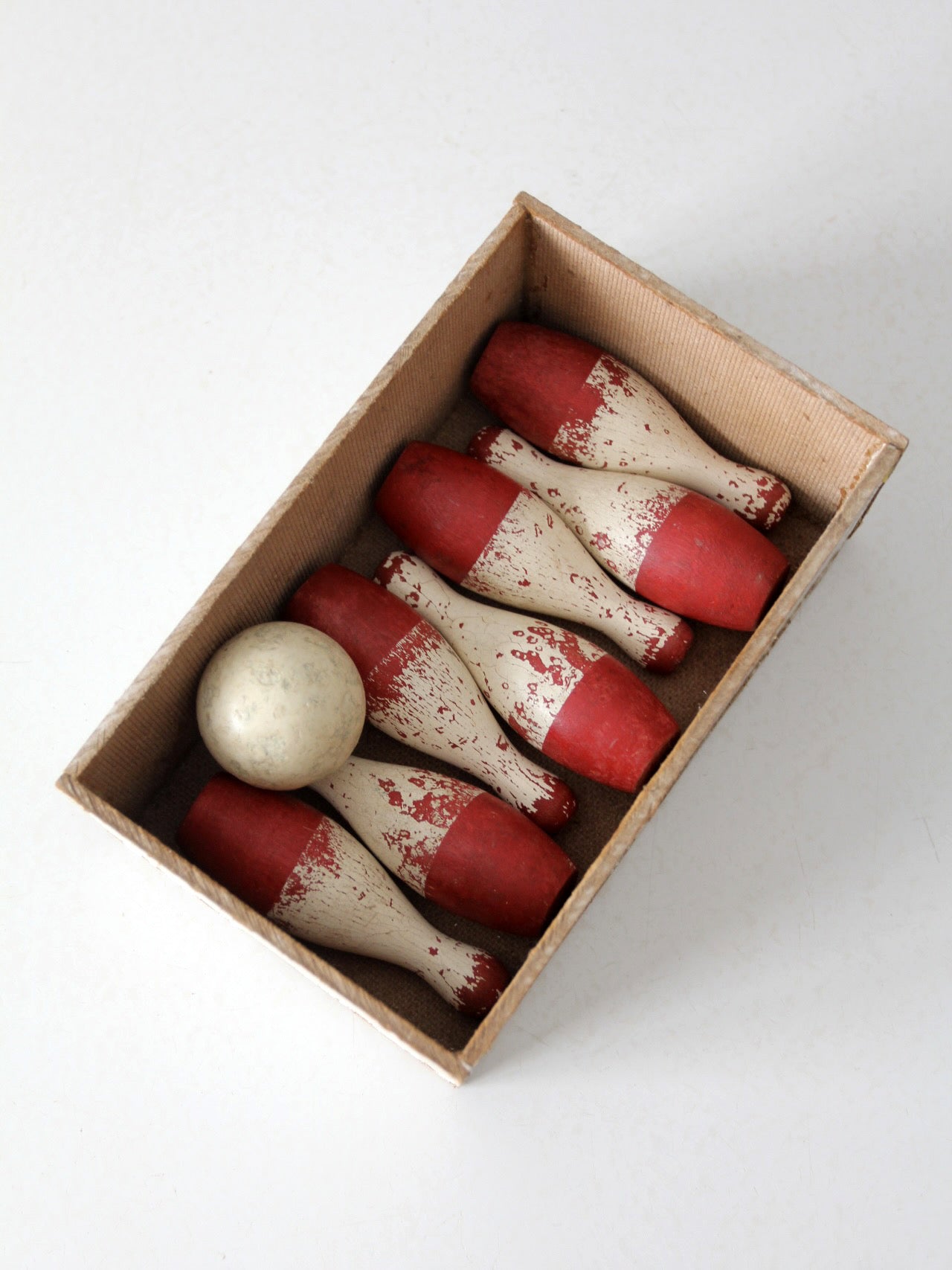 antique tabletop bowling game set