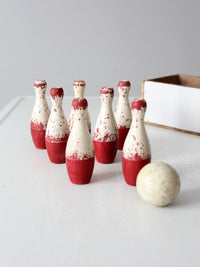 antique tabletop bowling game set
