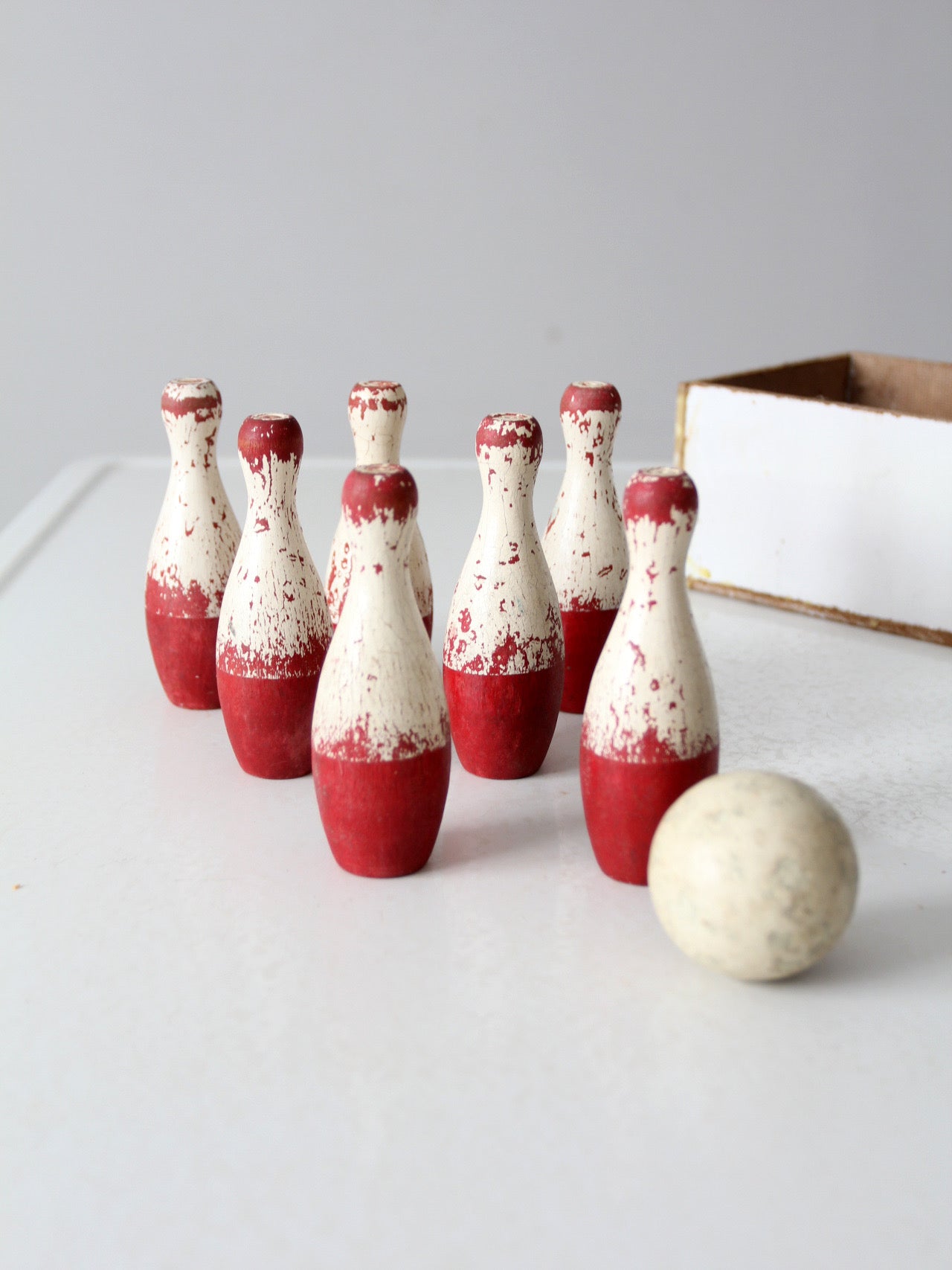 antique tabletop bowling game set