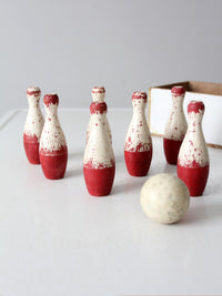 antique tabletop bowling game set