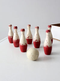 antique tabletop bowling game set