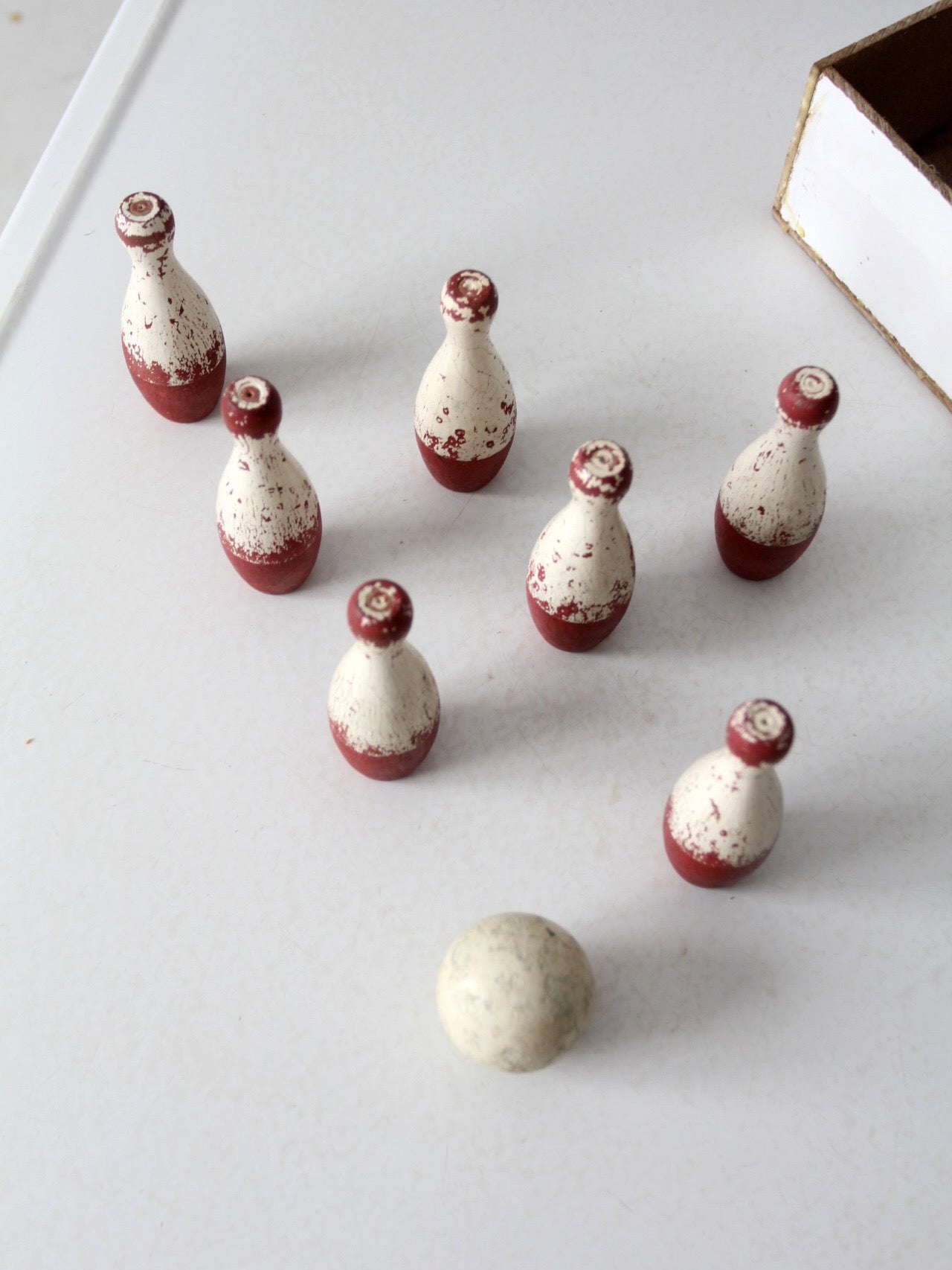antique tabletop bowling game set