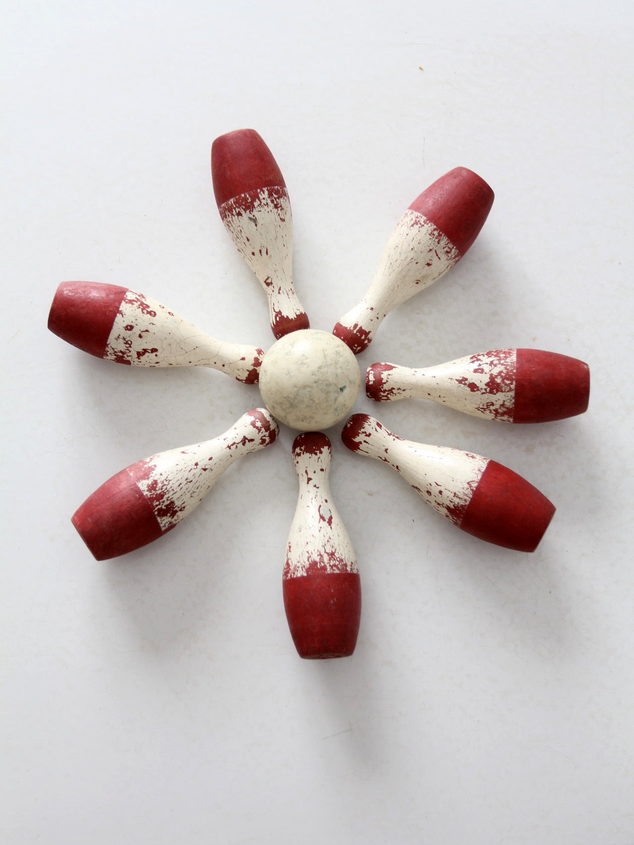 antique tabletop bowling game set