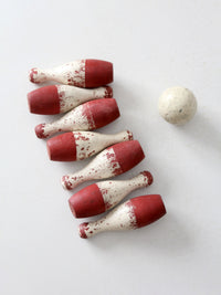 antique tabletop bowling game set