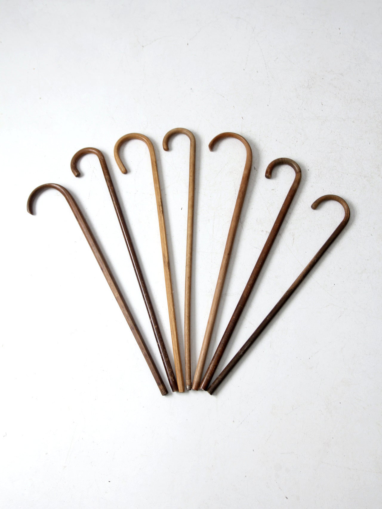 set of seven vintage wood canes