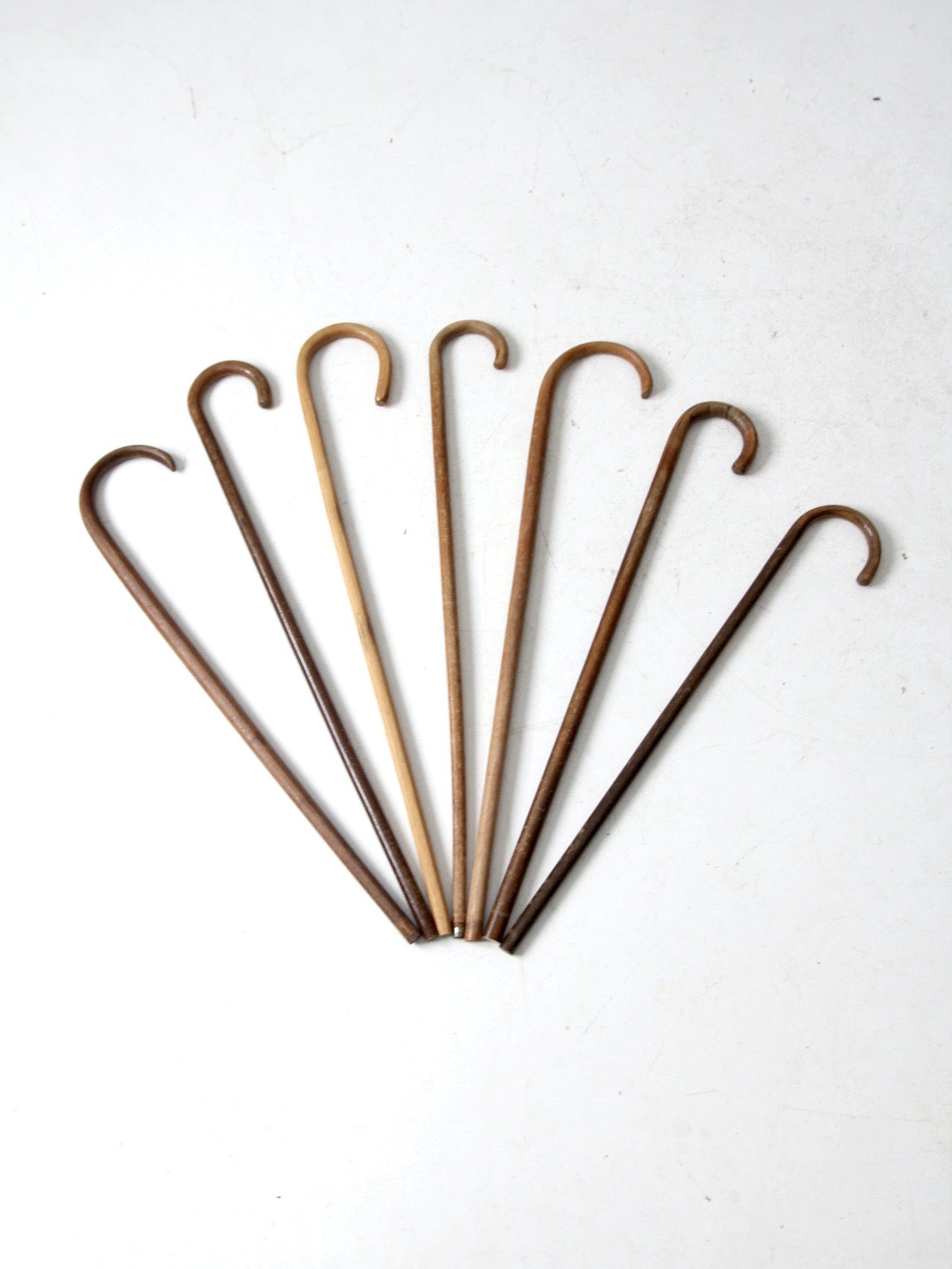 set of seven vintage wood canes