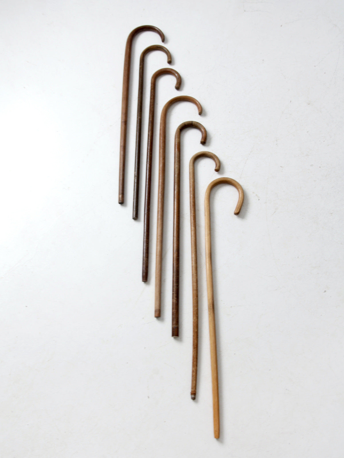 set of seven vintage wood canes