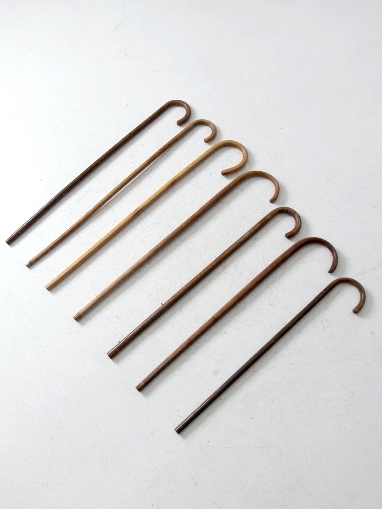 set of seven vintage wood canes