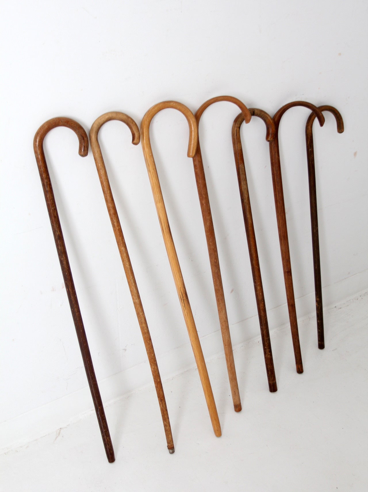 set of seven vintage wood canes