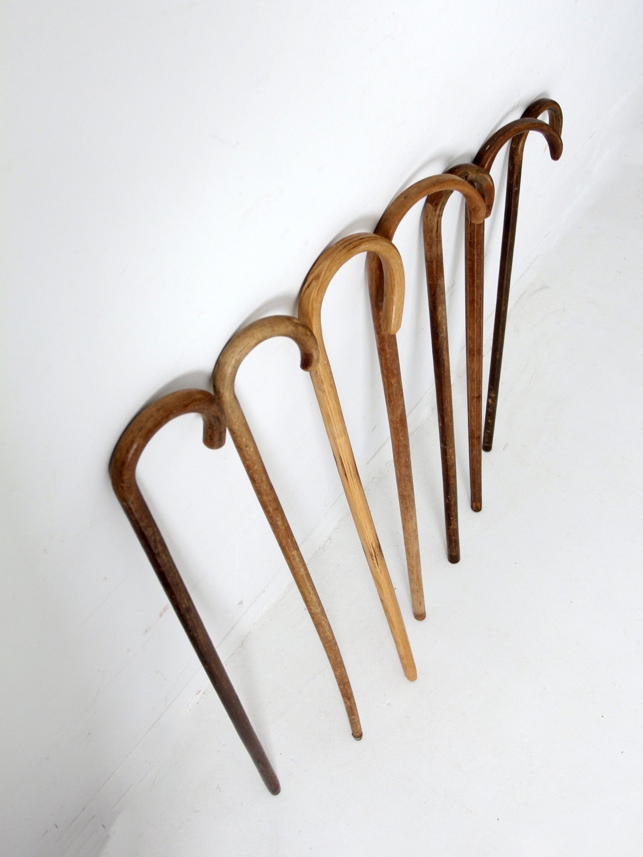 set of seven vintage wood canes