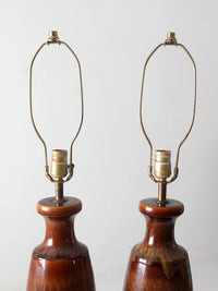 mid century pottery lamps pair
