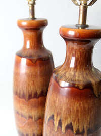 mid century pottery lamps pair
