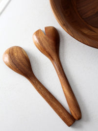 mid century wood bowl serving set