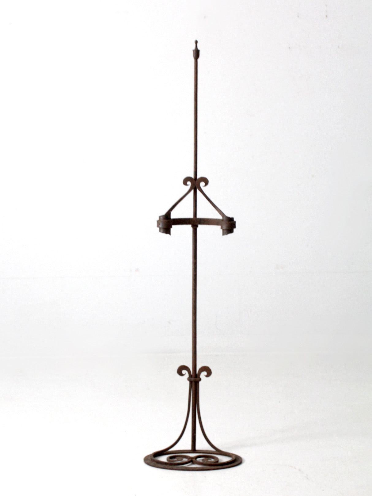 antique wrought iron floor standing candle holder