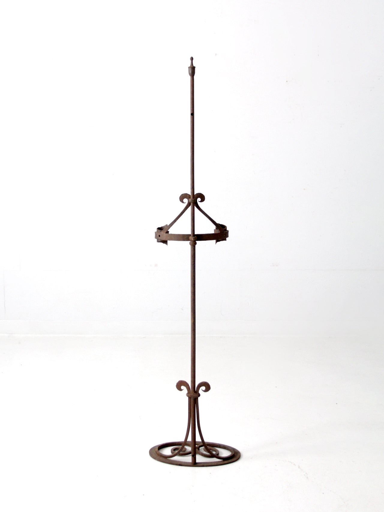 antique wrought iron floor standing candle holder
