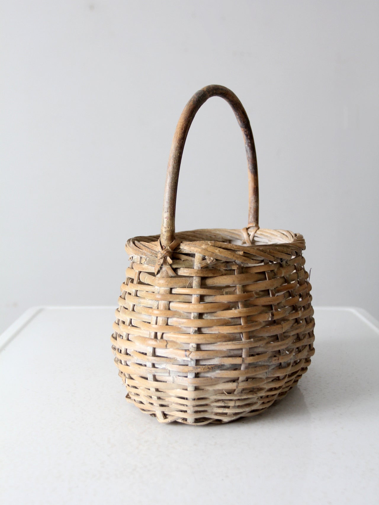 vintage white splint weave basket