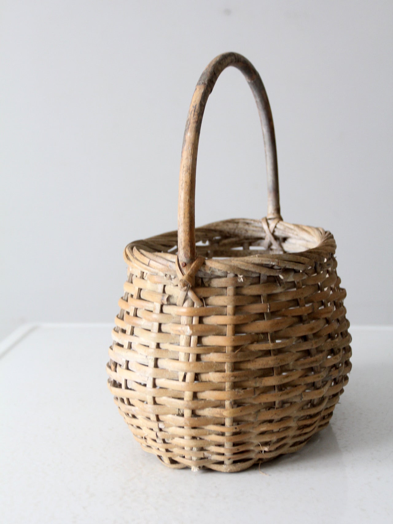 vintage white splint weave basket
