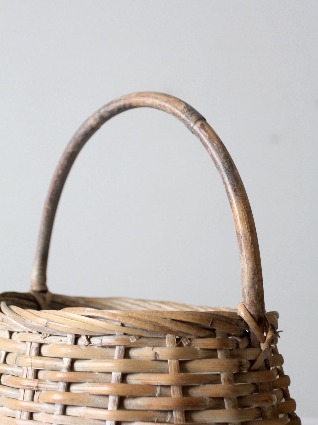 vintage white splint weave basket
