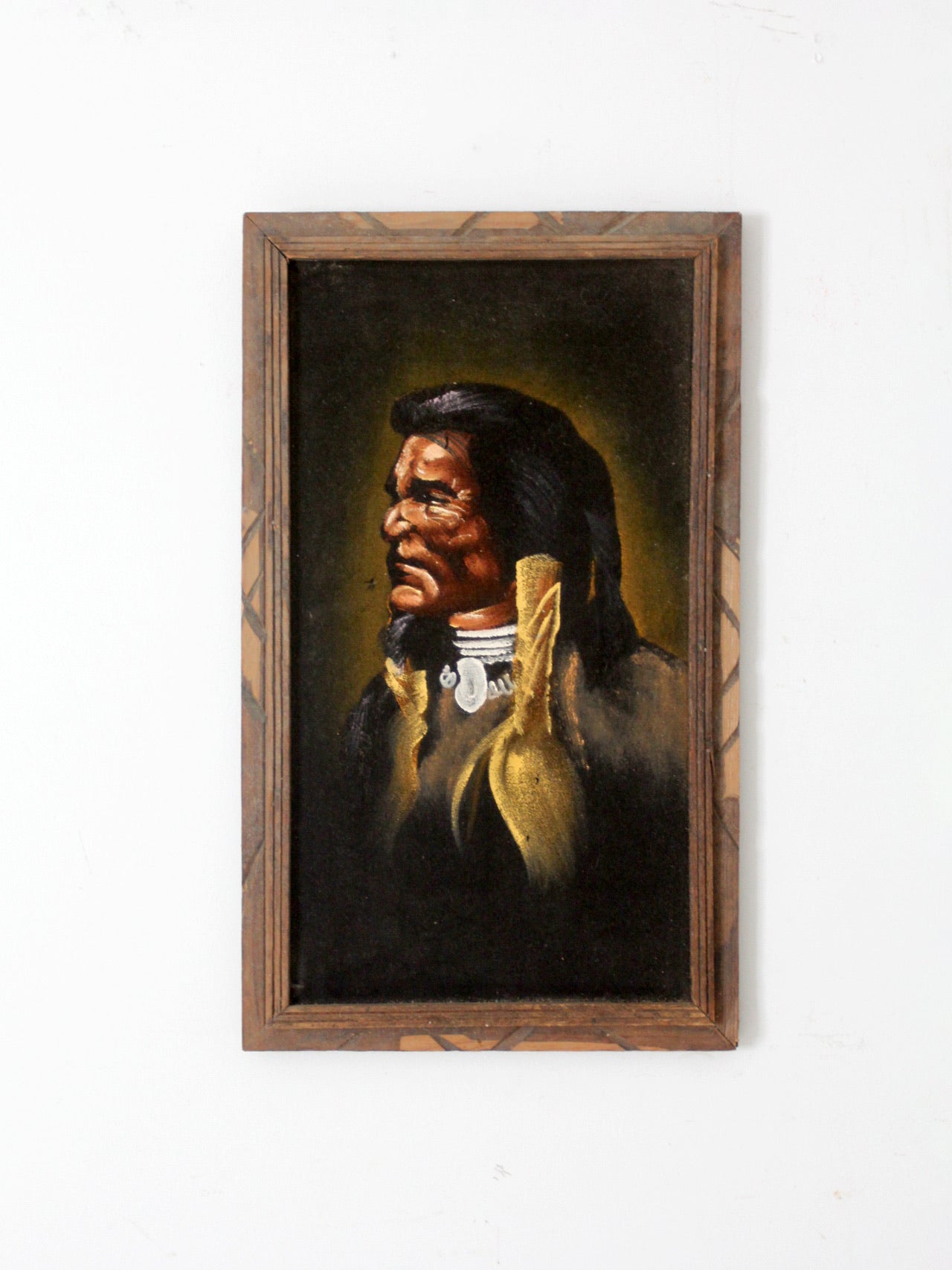 vintage Native American chief velvet painting