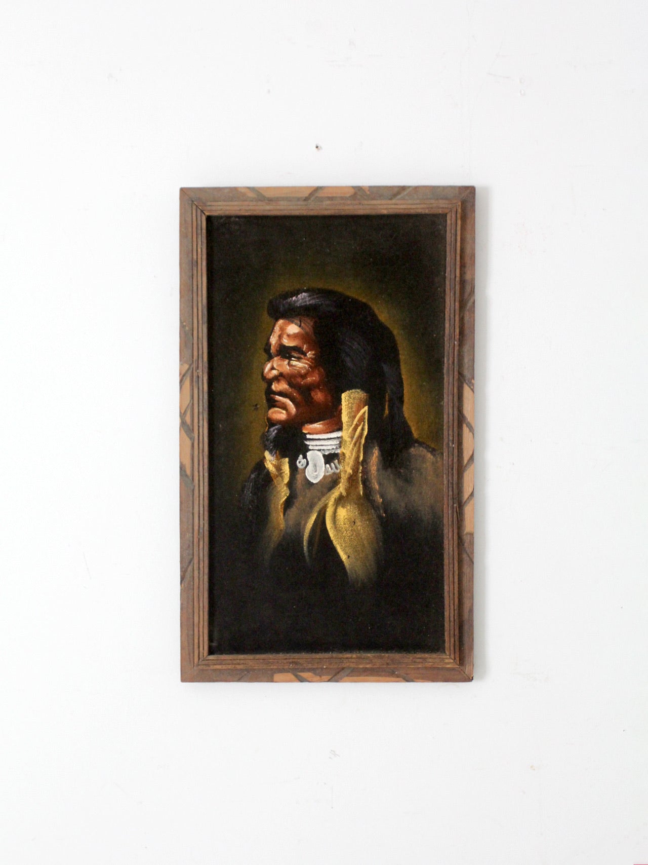 vintage Native American chief velvet painting