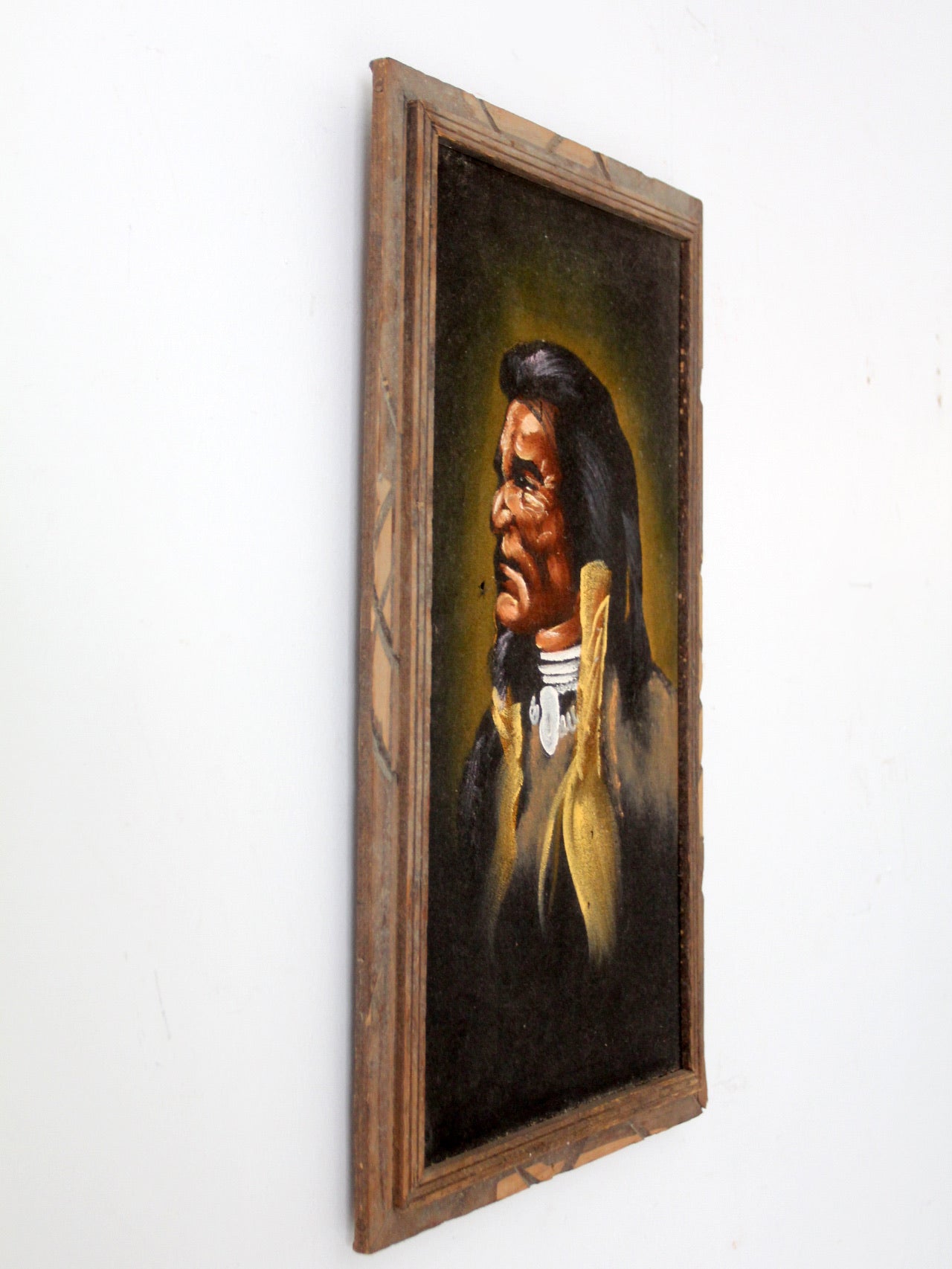 vintage Native American chief velvet painting