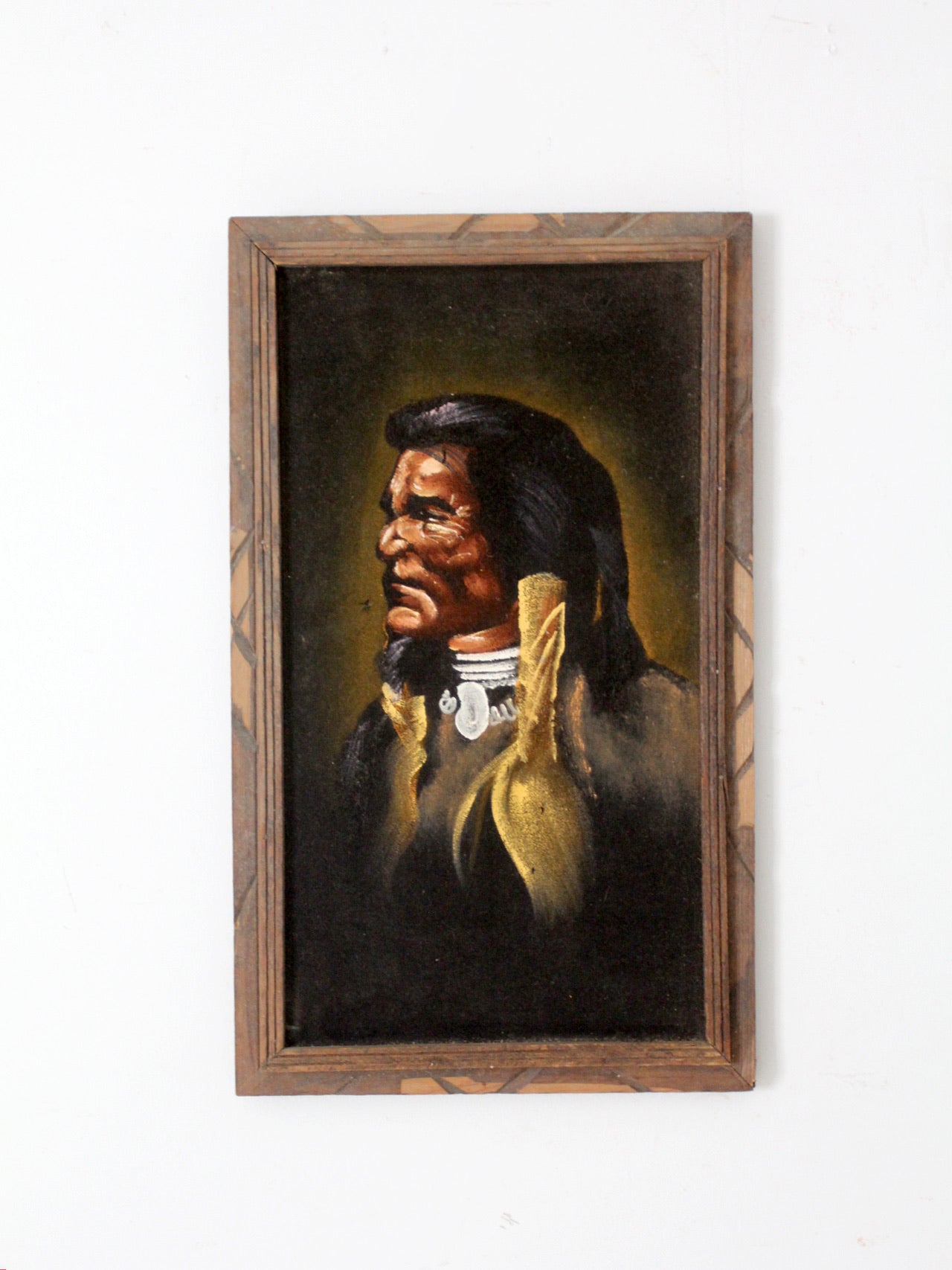vintage Native American chief velvet painting
