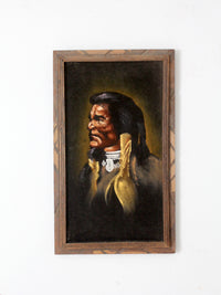 vintage Native American chief velvet painting