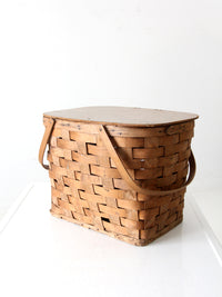 vintage splint weave picnic basket