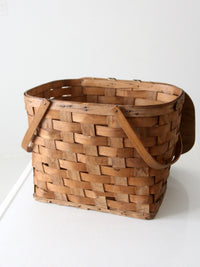 vintage splint weave picnic basket