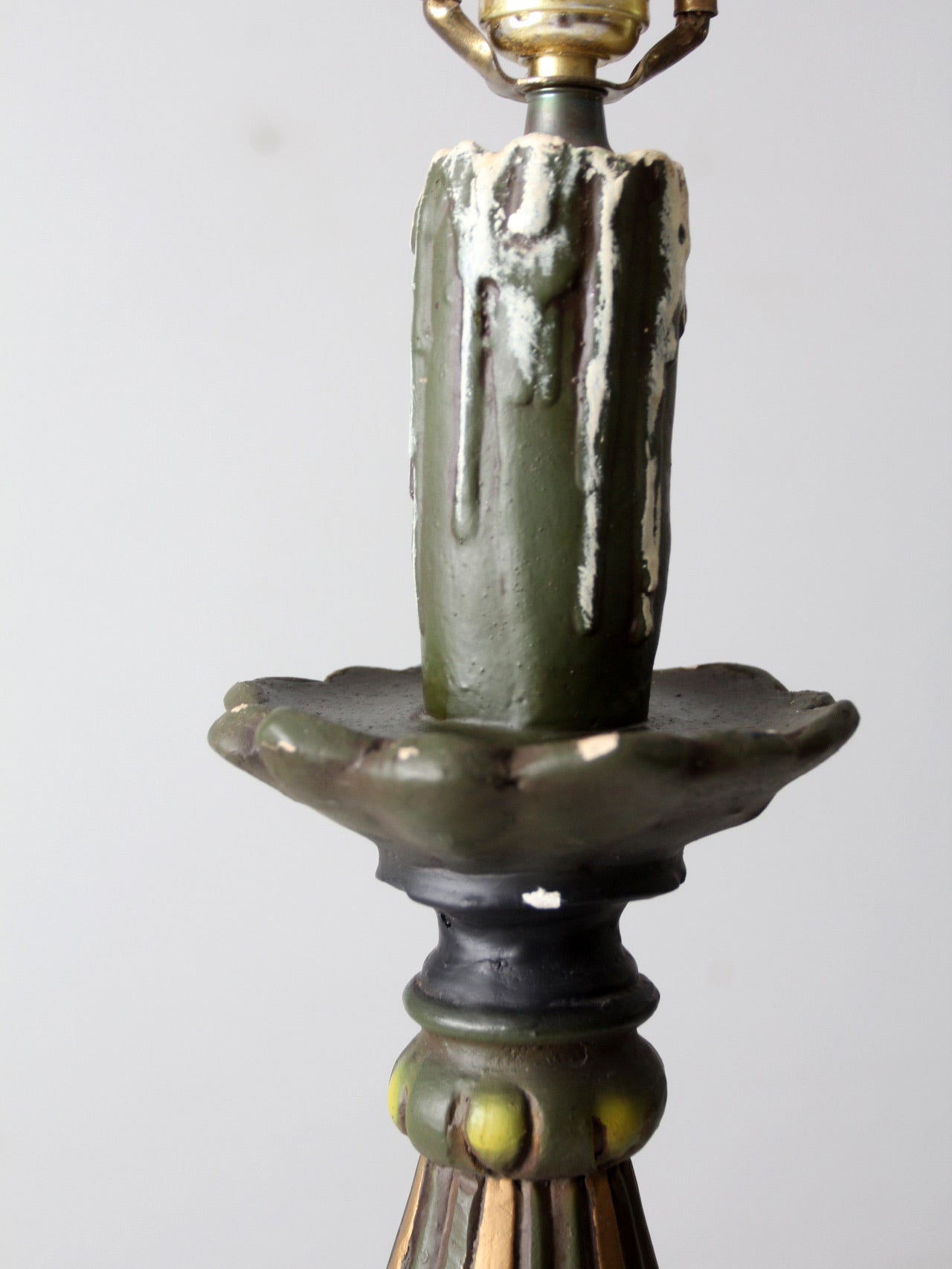 vintage plaster candlestick table lamp