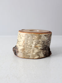 vintage birch log tea candle holder
