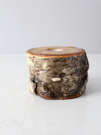 vintage birch log tea candle holder