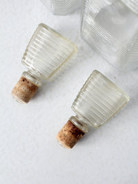 mid century glass liquor decanter bottles pair