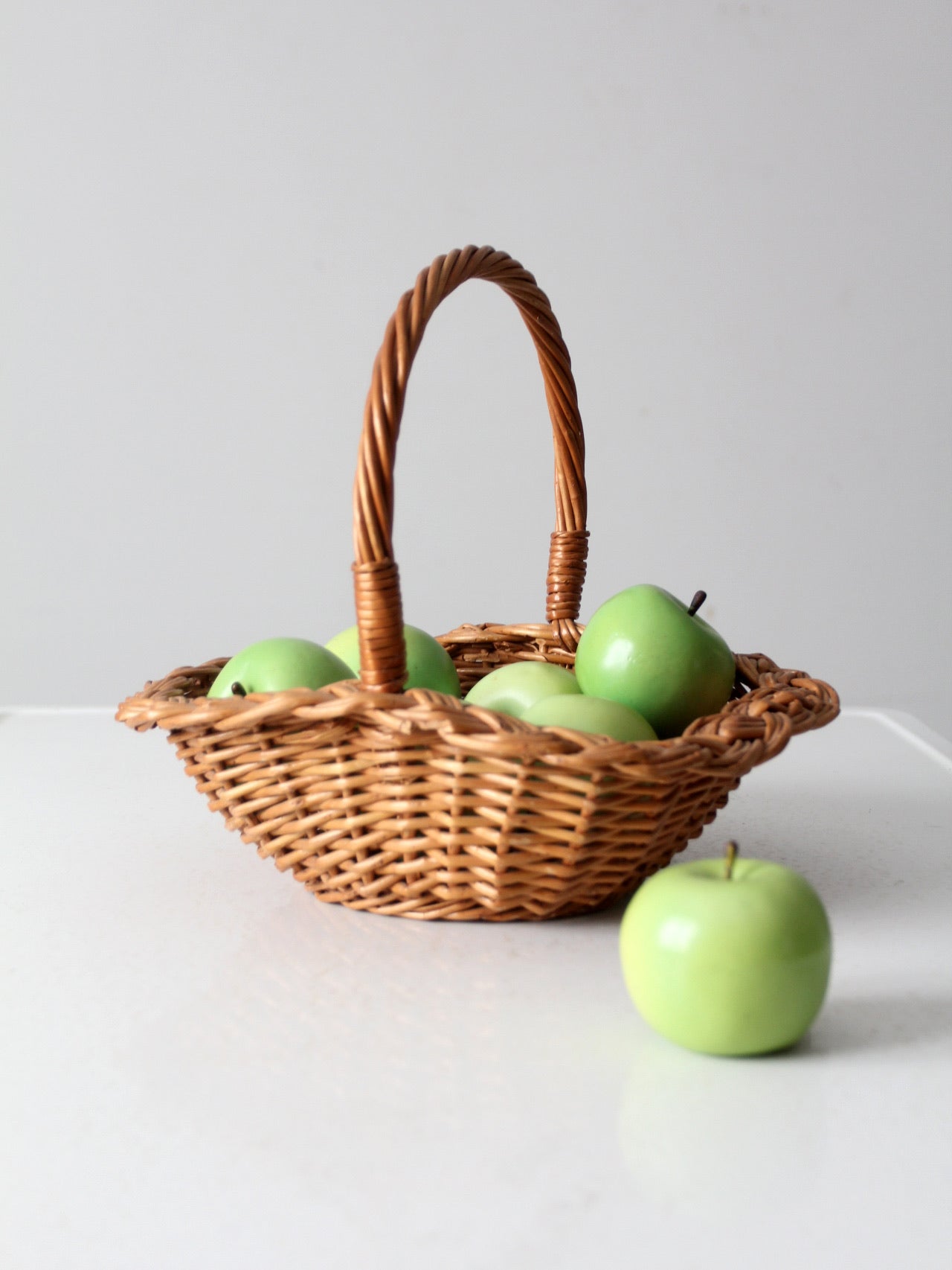 vintage wicker basket with handle