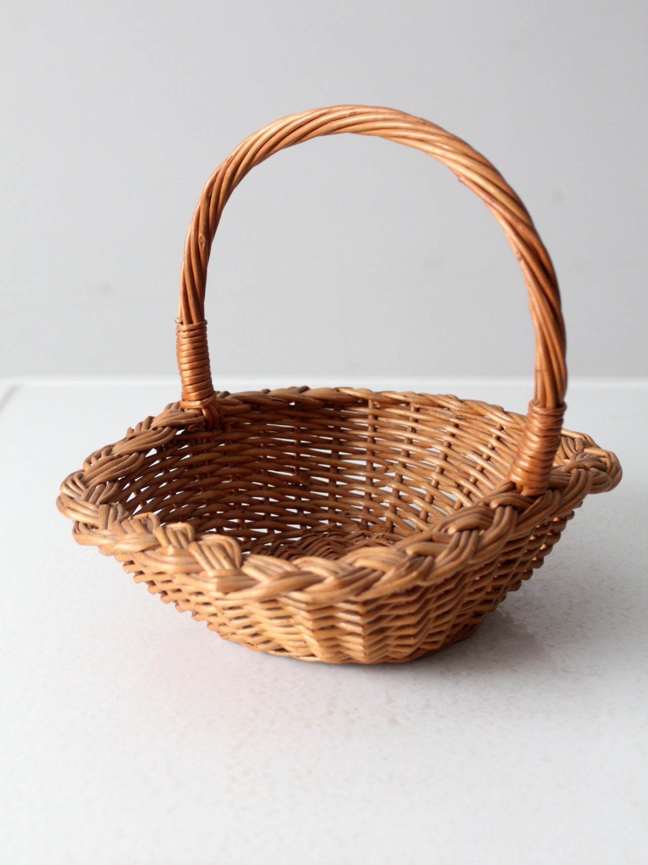 vintage wicker basket with handle
