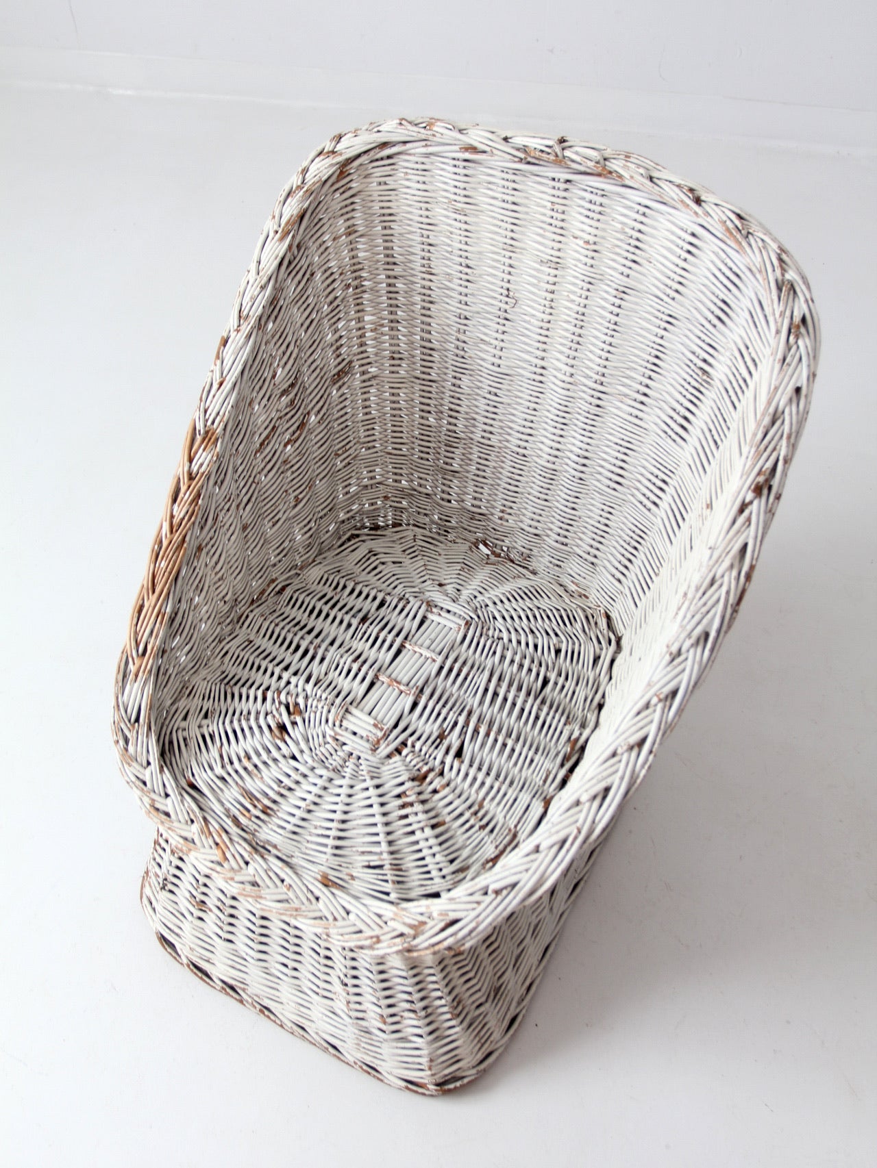 vintage white wicker bucket chair