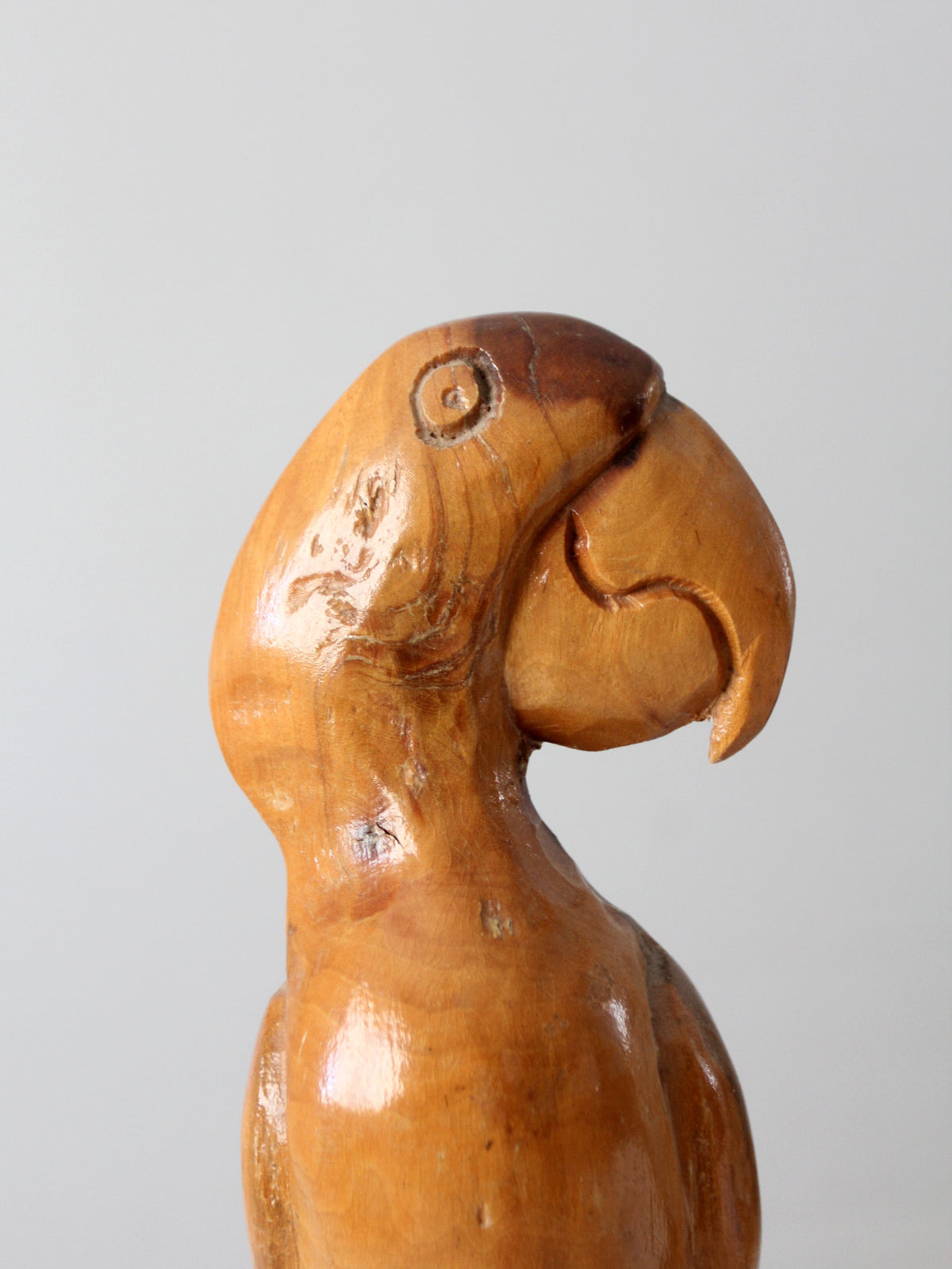 vintage hand carved wood parrot