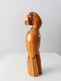 vintage hand carved wood parrot