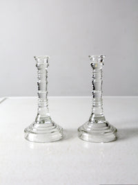 vintage Homco glass candlestick holders pair