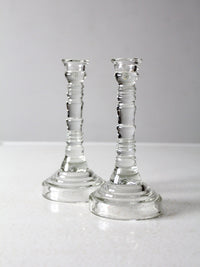vintage Homco glass candlestick holders pair