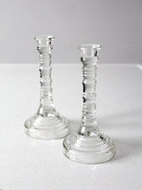 vintage Homco glass candlestick holders pair
