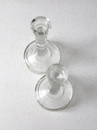 vintage Homco glass candlestick holders pair