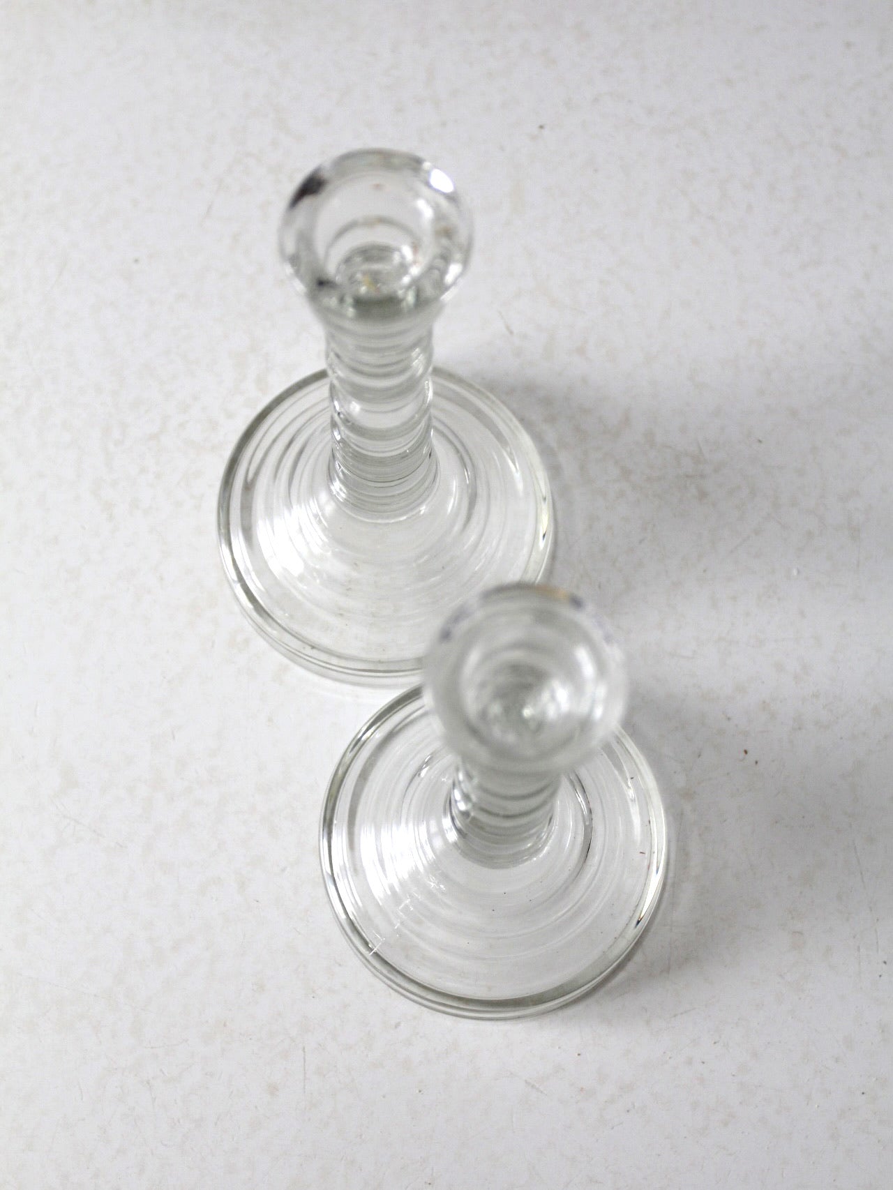 vintage Homco glass candlestick holders pair