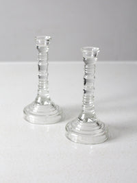 vintage Homco glass candlestick holders pair